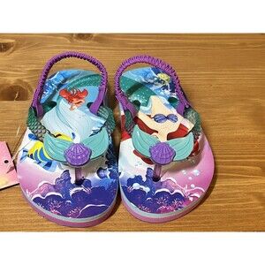 LITTLE MERMAID Ariel Size 5-6 Flip Flops Toddler Beach Sandals NWT